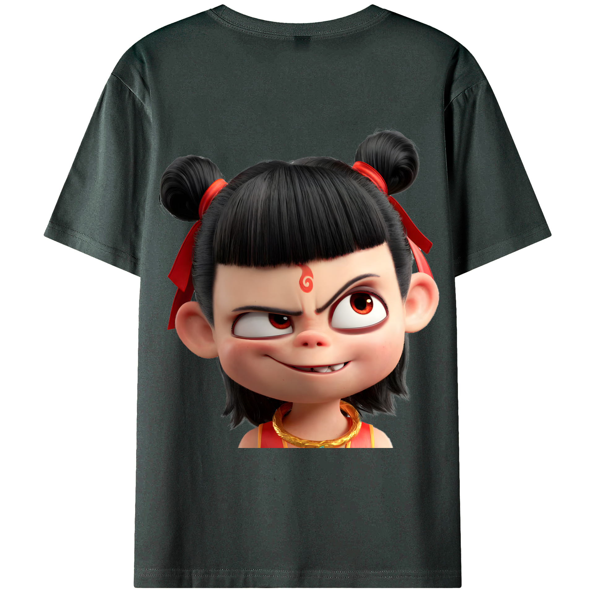 （画像用） Ne Zha 2 ナタ 魔童の大暴れ 綿100％ メンズ半袖Tシャツ（バックプリント） 通気性